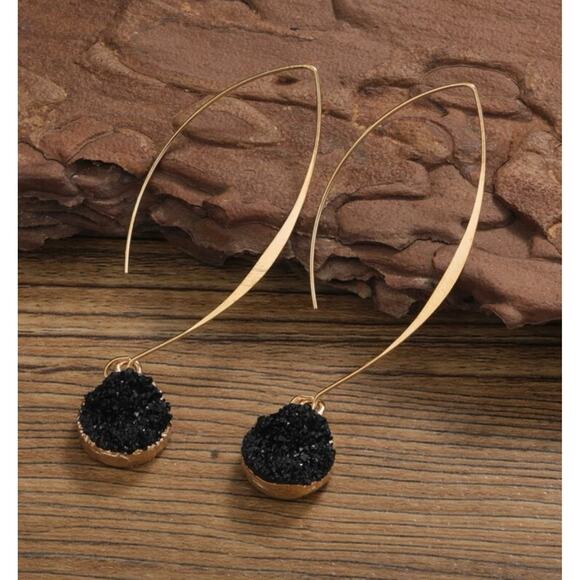 Druzy Fishhook Earrings - Picture 1 of 2